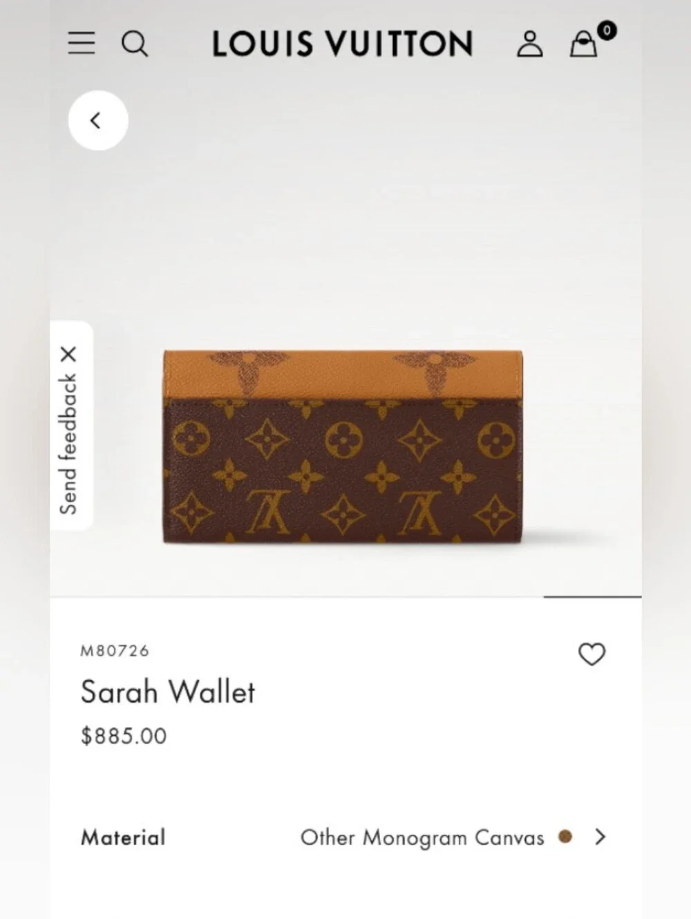 Louis Vuitton Monogram Sarah Wallet Brown and Tan